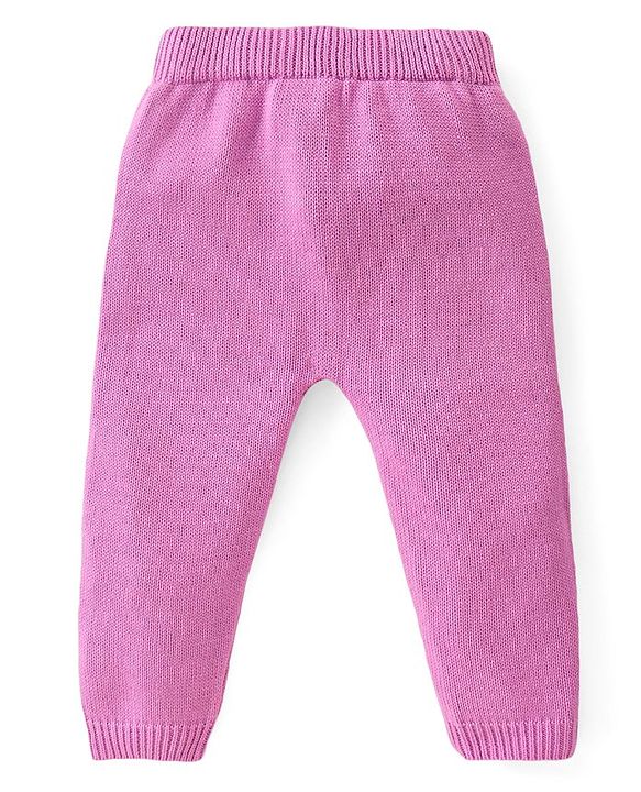 Babyhug Cotton Knit Full Sleeves Pullover Sweater Set With Cable Knit Design & Cap - Mauve