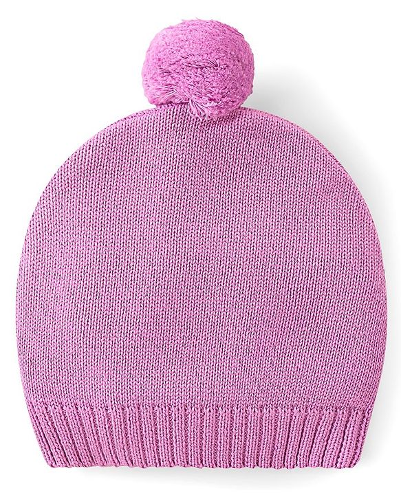 Babyhug Cotton Knit Full Sleeves Pullover Sweater Set With Cable Knit Design & Cap - Mauve