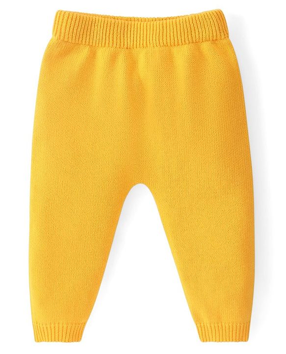 Babyhug Cotton Knit Full Sleeves Front Open Sweater Set With Floral Design & Cap - Yellow