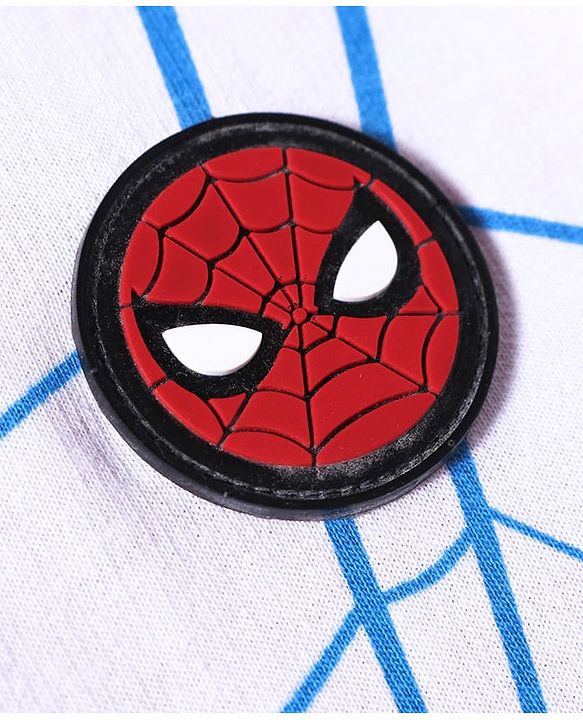 Pine Kids Marvel Terry Knit Drop Shoulder Sleeves T-Shirt with Spider Man Graphic and Patch - Red