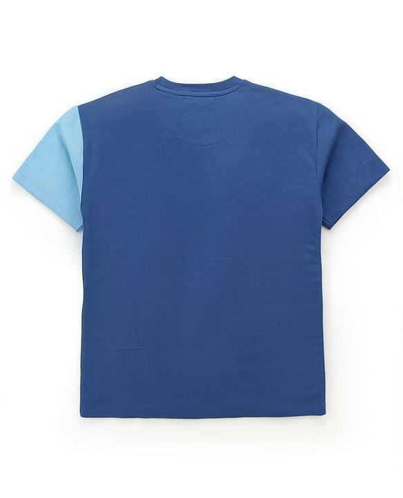 Pine Kids Marvel Terry Knit Half Sleeves Oversized Light Weight T-Shirt With Spiderman Graphics - Blue