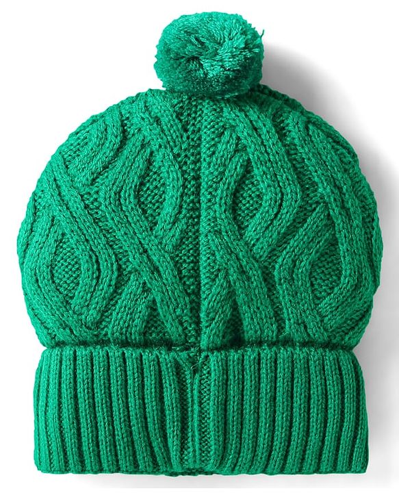 Babyhug Knit Woollen Cable Knit Design Cap With Pom Pom Applique Green - Diameter 11 cm