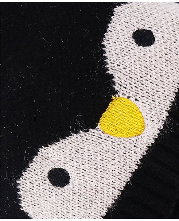 Babyhug Penguin Design Woollen Cap with Knot - Black
