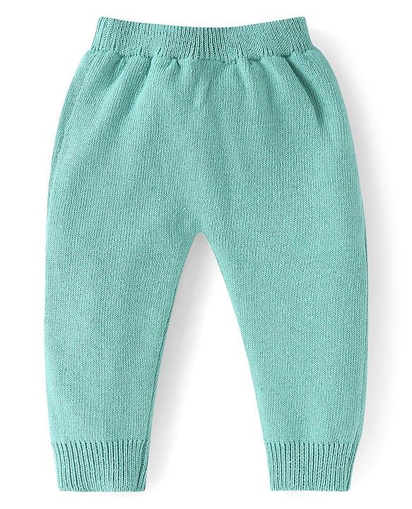 Babyhug Knitted Full Sleeves Side Tie Up Sweater Set with Cap - Aqua Blue
