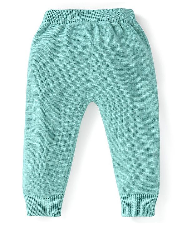 Babyhug Knitted Full Sleeves Side Tie Up Sweater Set with Cap - Aqua Blue