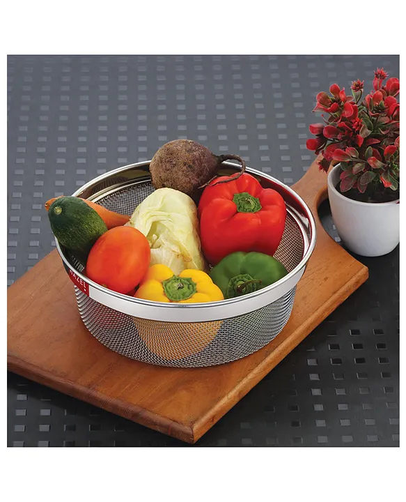 HAZEL Stainless Steel Strainer Basket Without Handle Steel Fruits Basket  Vegetable Basket for Kitchen Washer Colander Sieve For Kitchen 