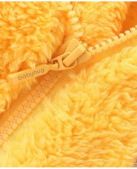 Babyhug Woven Full Sleeves Front Open Hooded Fur Jacket With Bear Embroidery Detailing - Pink