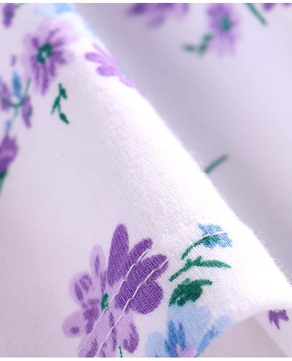 Babyhug Single Jersey Knit Sleeveless Floral Printed Dress With Bloomer & Bow Applique - White