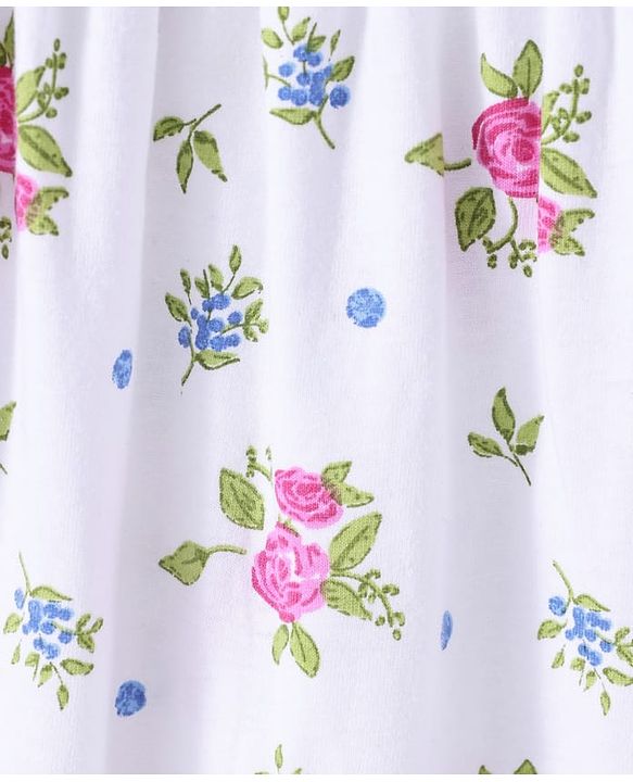 Babyhug Single Jersey Knit Sleeveless Frock With Floral Print - White