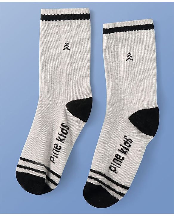 Pine Kids Knit Ankle Length Socks with Brand Name Design Pack of 3 (Color May Vary)