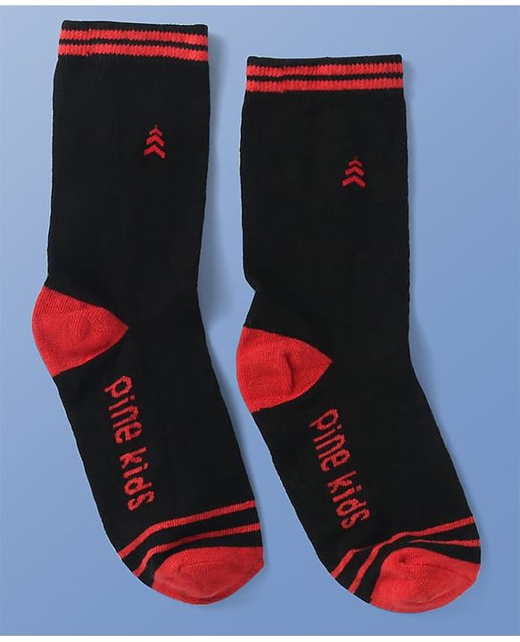 Pine Kids Knit Ankle Length Socks with Brand Name Design Pack of 3 (Color May Vary)