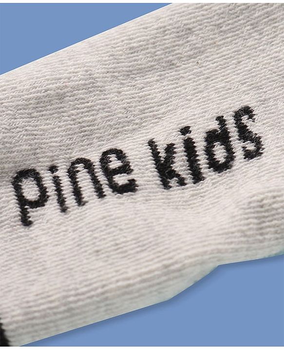 Pine Kids Knit Ankle Length Socks with Brand Name Design Pack of 3 (Color May Vary)