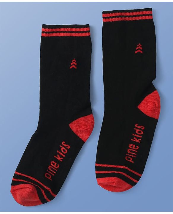 Pine Kids Knit Ankle Length Socks with Brand Name Design Pack of 3 (Color May Vary)
