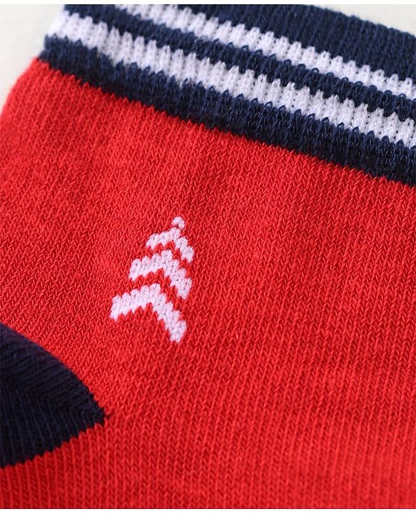 Pine Kids Knit Ankle Length Socks with Brand Name Design & Stripes Pack of 3 (Color May Vary)