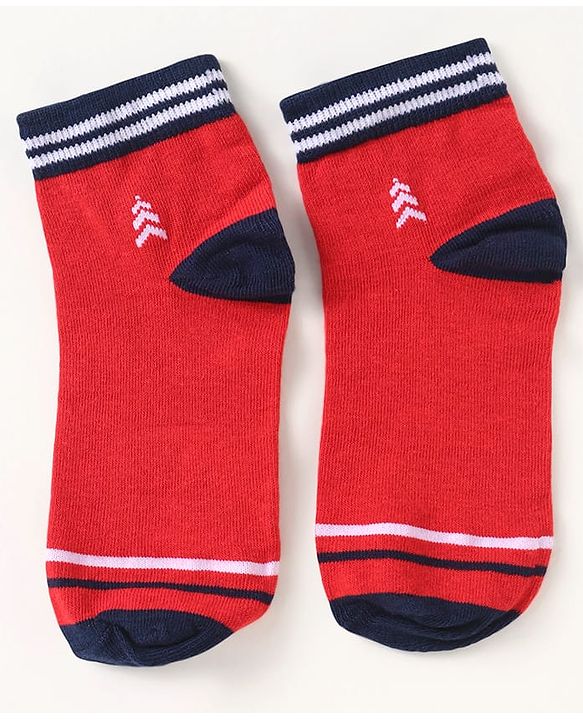 Pine Kids Knit Ankle Length Socks with Brand Name Design & Stripes Pack of 3 (Color May Vary)