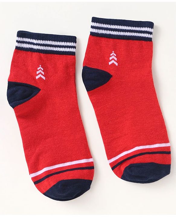 Pine Kids Knit Ankle Length Socks with Brand Name Design & Stripes Pack of 3 (Color May Vary)