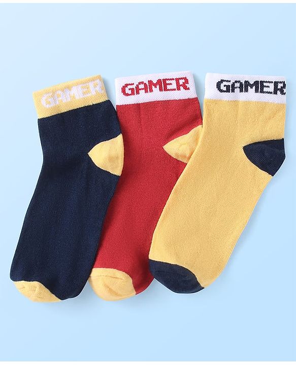 Pine Kids Knit Ankle Length Socks With Gamer Design Pack of 3 (Colour May Vary)