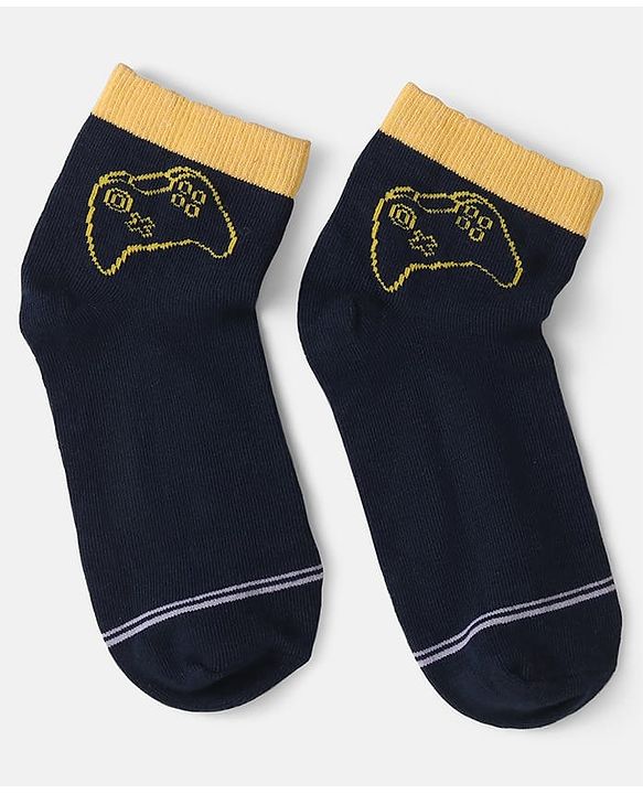 Pine Kids Knit Ankle Length Socks with Text Design Pack of 3 (Color May Vary)