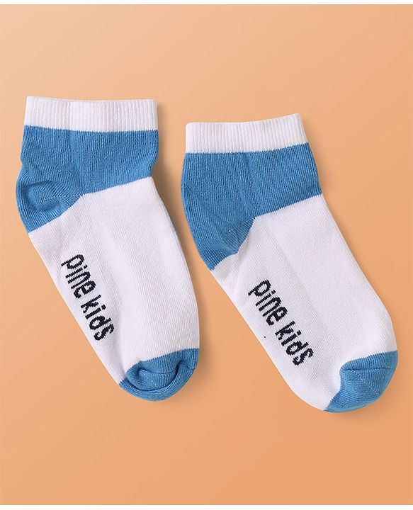 Pine Kids Knit Ankle Length Cut & Sew Color Block Socks with Brand Name Design Pack of 5 (Color May Vary)