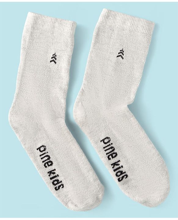 Pine Kids Knit Ankle Length Socks with Brand Name Design Pack of 3 (Color May Vary)