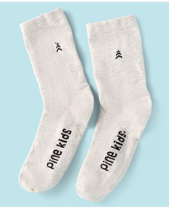 Pine Kids Knit Ankle Length Socks with Brand Name Design Pack of 3 (Color May Vary)
