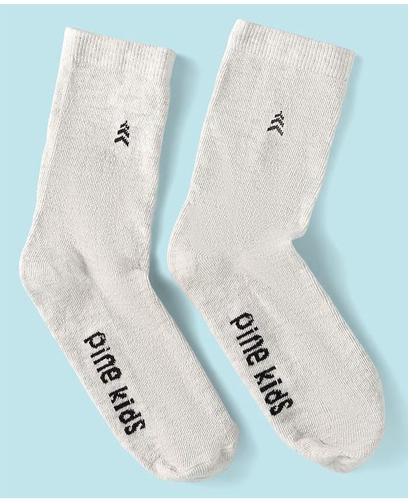 Pine Kids Knit Ankle Length Socks with Brand Name Design Pack of 3 (Color May Vary)