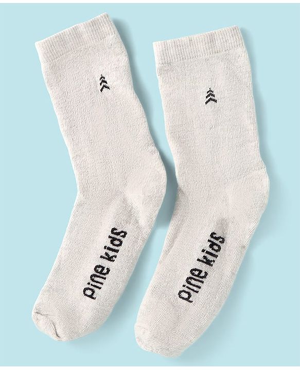Pine Kids Knit Ankle Length Socks with Brand Name Design Pack of 3 (Color May Vary)