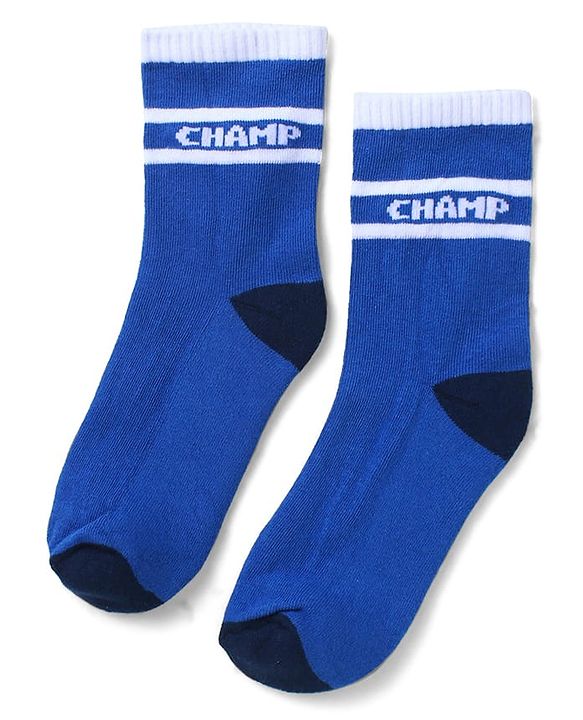 Pine Kids Cotton Knit Socks with Text Print Pack of 3 - Blue Red & Black