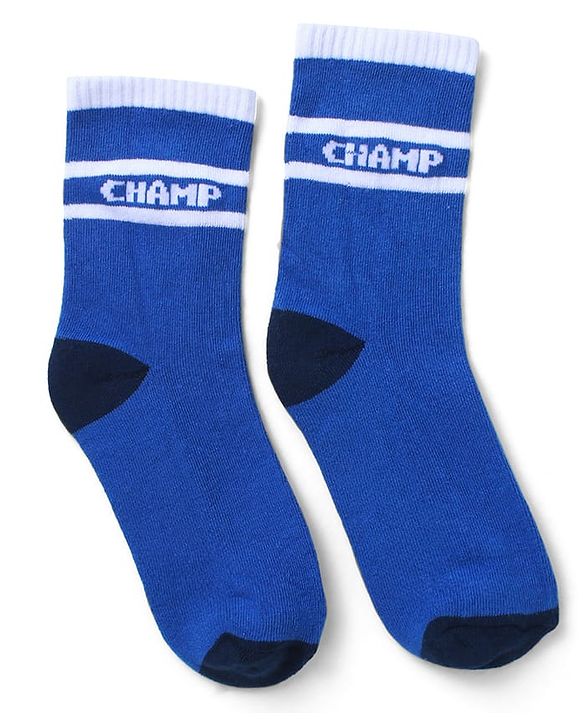 Pine Kids Cotton Knit Socks with Text Print Pack of 3 - Blue Red & Black