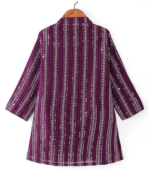 Babyhug Lurex Zari Sequin Embroidered Kurta Pyjama Set - Magenta