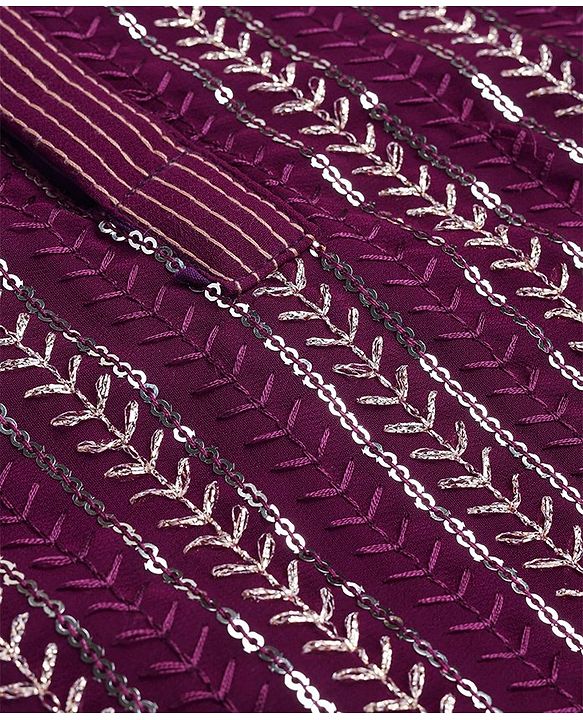 Babyhug Lurex Zari Sequin Embroidered Kurta Pyjama Set - Magenta
