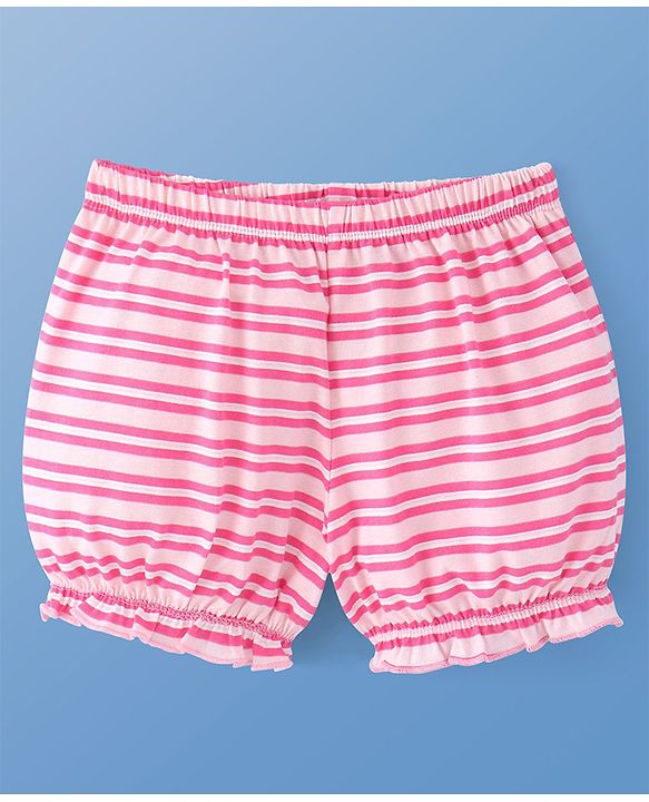 Pine Kids Cotton Lycra Knit Stripes & Polka Dot Printed Bloomers Pack of 3 (Colour & Print May Vary)
