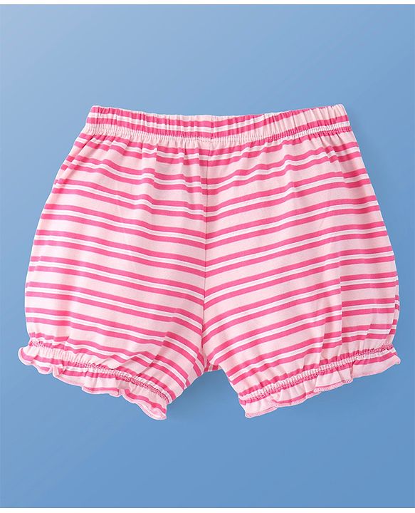 Pine Kids Cotton Lycra Knit Stripes & Polka Dot Printed Bloomers Pack of 3 (Colour & Print May Vary)