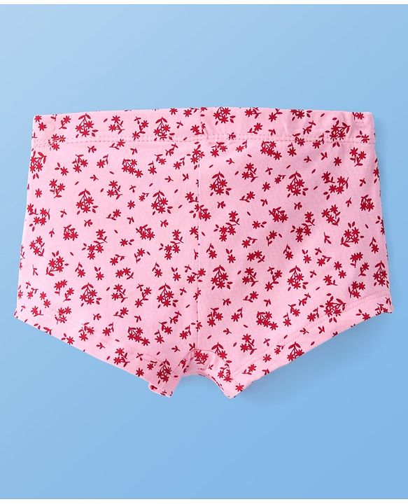 Pine Kids Cotton Lycra Knit Panties with Floral Print  & Bow Applique Pack of 3 (Colour May Vary )