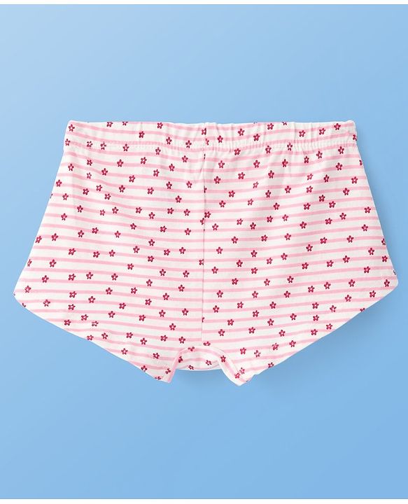 Pine Kids Cotton Lycra Knit Panties with Floral Print  & Bow Applique Pack of 3 (Colour May Vary )