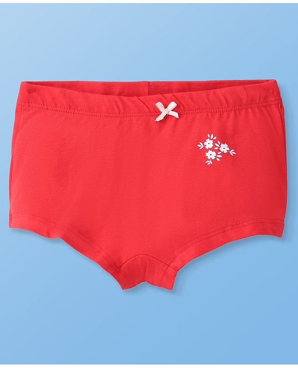Pine Kids Cotton Lycra Knit Panties with Floral Print  & Bow Applique Pack of 3 (Colour May Vary )