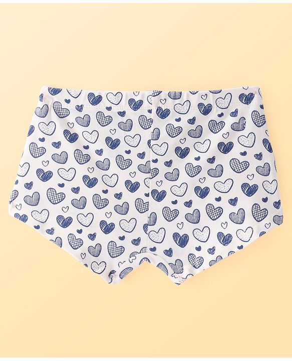 Pine Kids Cotton Lycra Knit Hipster Panties with Hearts Print & Bow Applique Pack of 3 (Colour May Vary)