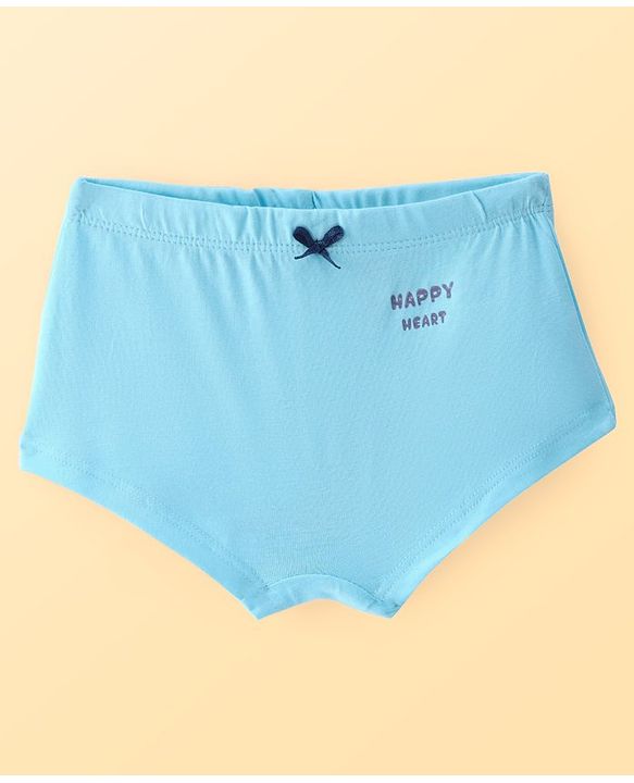 Pine Kids Cotton Lycra Knit Hipster Panties with Hearts Print & Bow Applique Pack of 3 (Colour May Vary)