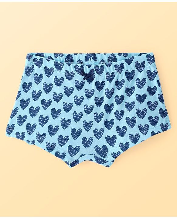 Pine Kids Cotton Lycra Knit Hipster Panties with Hearts Print & Bow Applique Pack of 3 (Colour May Vary)