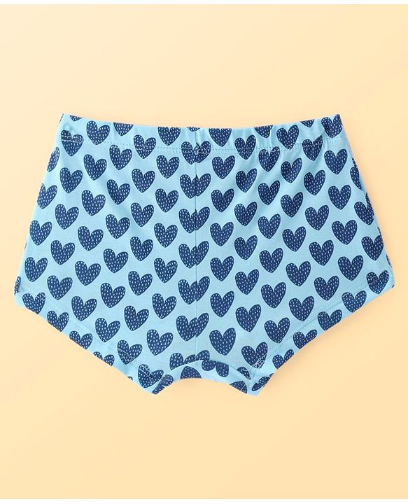 Pine Kids Cotton Lycra Knit Hipster Panties with Hearts Print & Bow Applique Pack of 3 (Colour May Vary)
