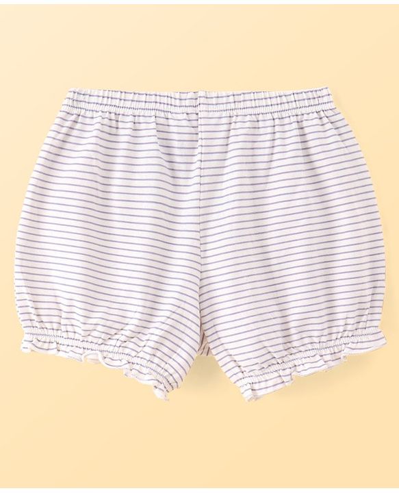 Pine Kids Cotton Lycra Knit Stripes & Floral Printed Bloomers Pack of 3 (Colour May Vary)
