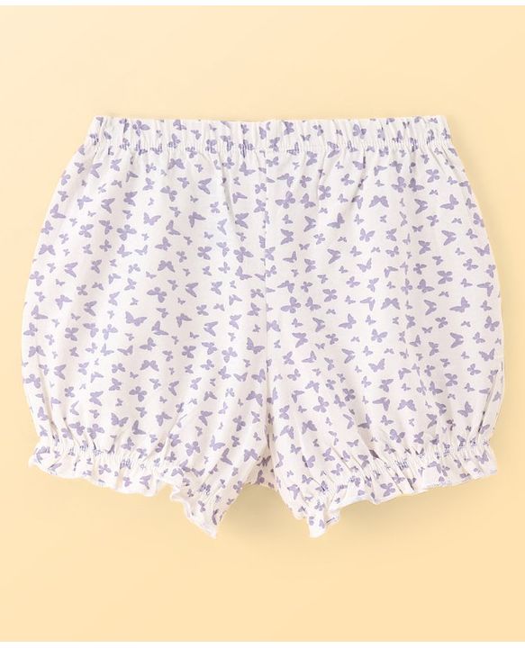 Pine Kids Cotton Lycra Knit Stripes & Floral Printed Bloomers Pack of 3 (Colour May Vary)