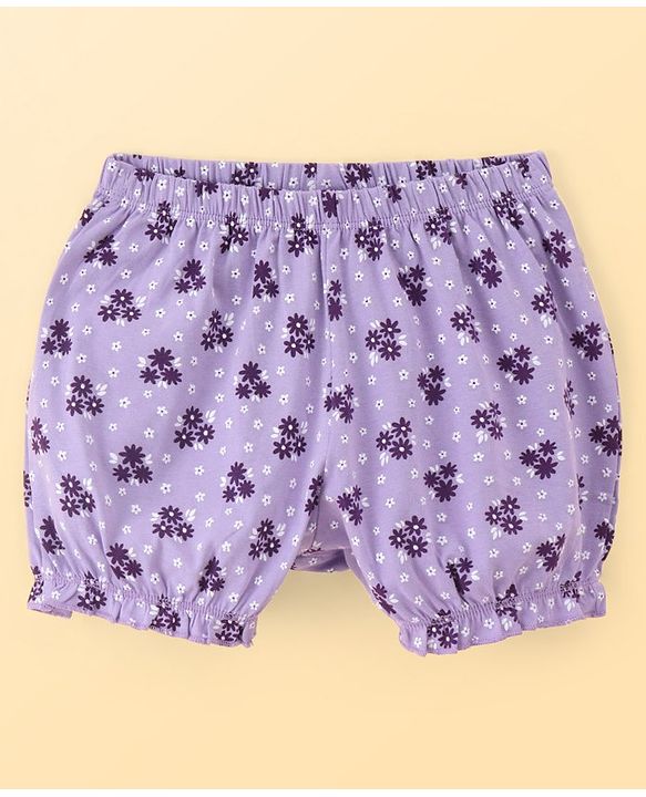 Pine Kids Cotton Lycra Knit Stripes & Floral Printed Bloomers Pack of 3 (Colour May Vary)