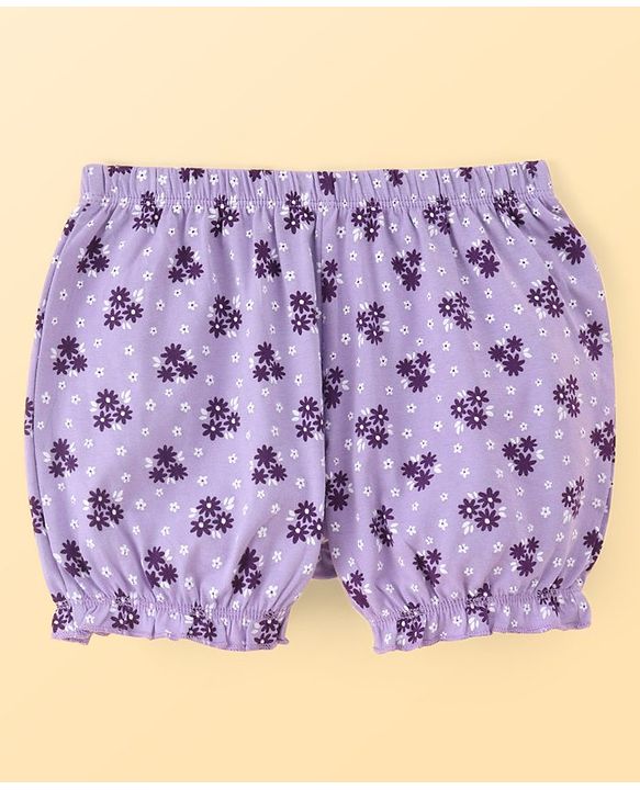 Pine Kids Cotton Lycra Knit Stripes & Floral Printed Bloomers Pack of 3 (Colour May Vary)