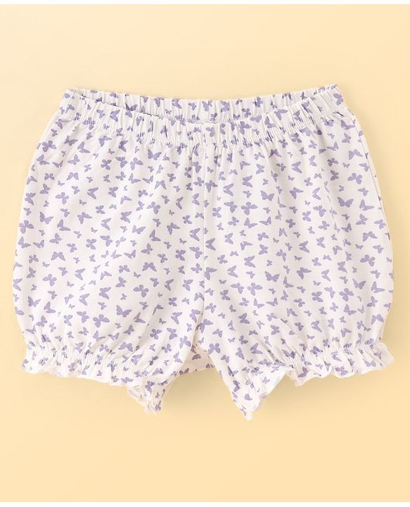 Pine Kids Cotton Lycra Knit Stripes & Floral Printed Bloomers Pack of 3 (Colour May Vary)