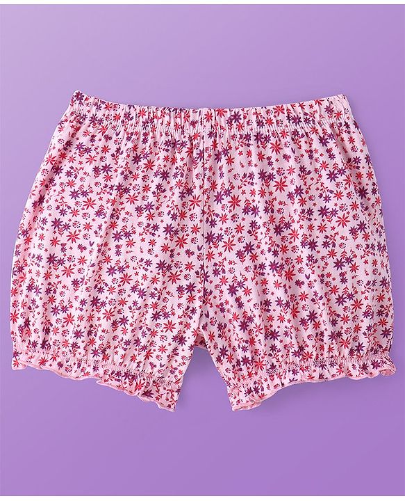Pine Kids Cotton Lycra Knit Bloomer with Heart & Floral Print Pack of 3 - ( Color May Vary )