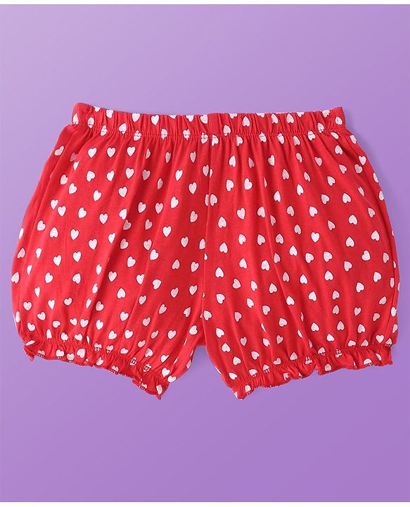 Pine Kids Cotton Lycra Knit Bloomer with Heart & Floral Print Pack of 3 - ( Color May Vary )