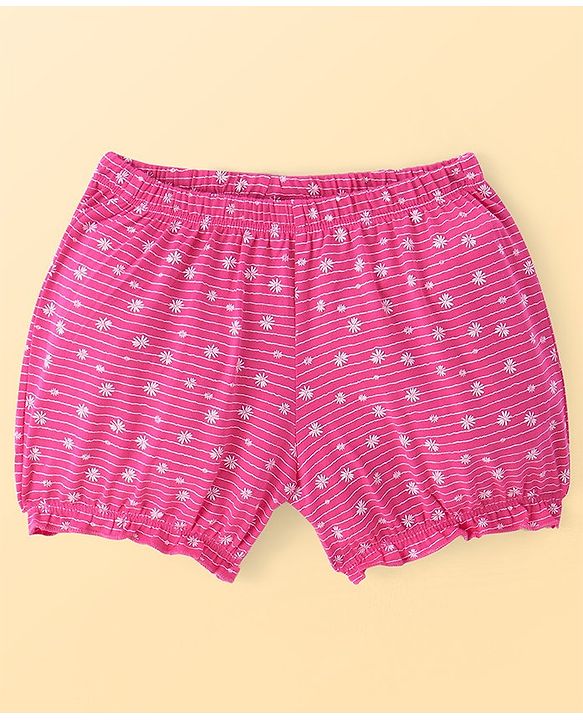 Pine Kids Cotton Lycra Knit Bloomer with Floral Print Pack of 3 - ( Color May Vary )