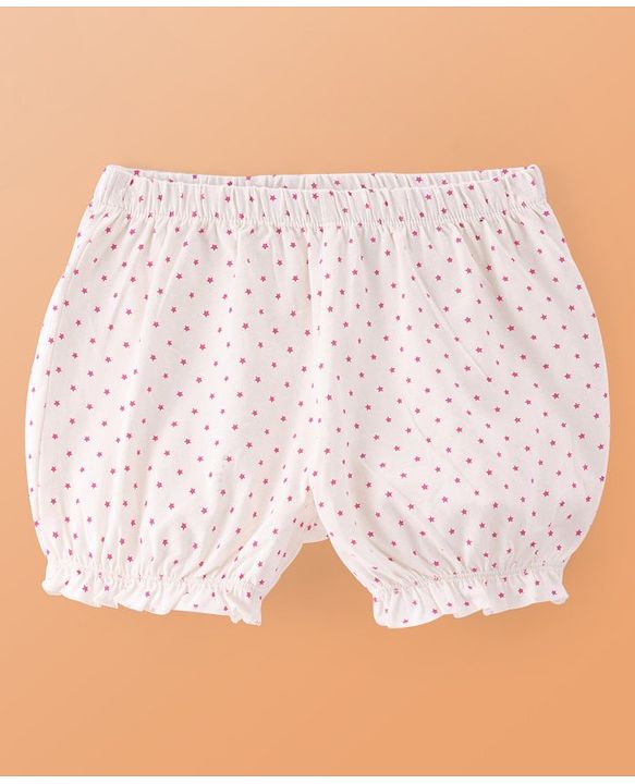 Pine Kids Cotton Lycra Knit Stars Printed Bloomers Pack of 3 (Colour May Vary)