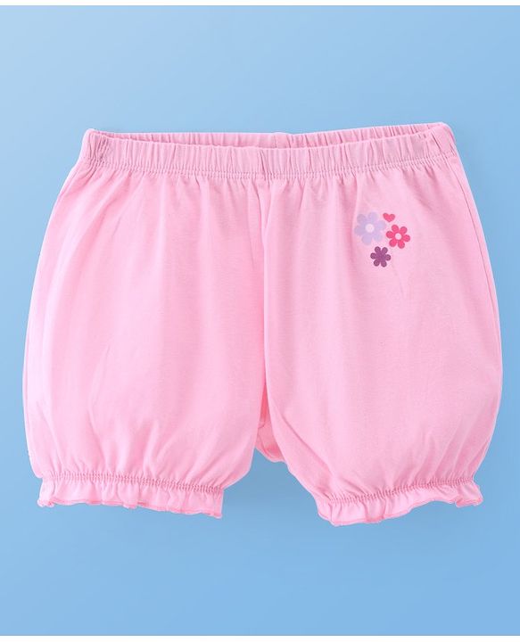 Pine Kids Cotton Lycra Knit Floral Printed Bloomers Pack of 3 (Colour May Vary)